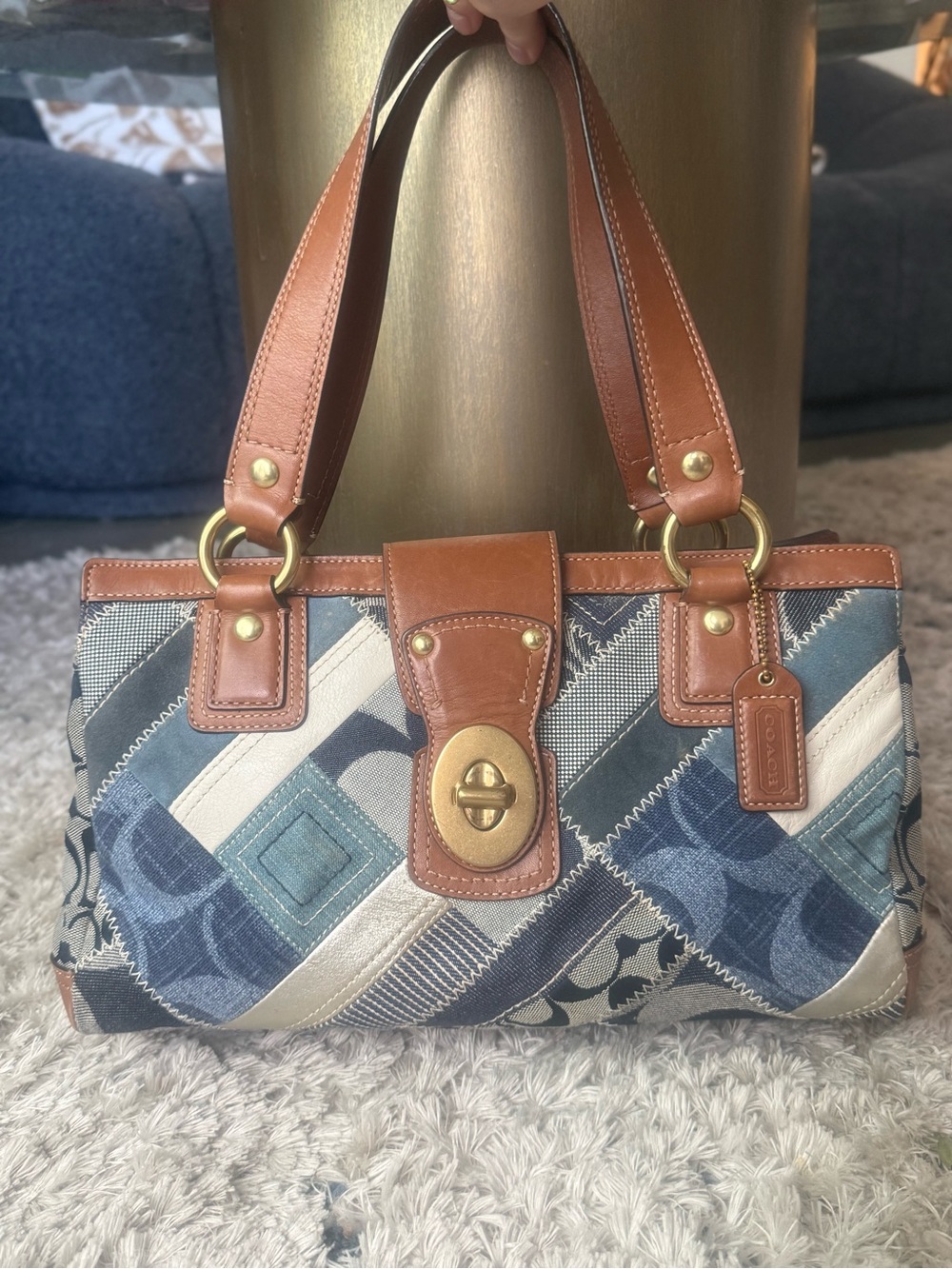 COACH 2008 DENIM PATCHWORK TURNLOCK SATCHEL